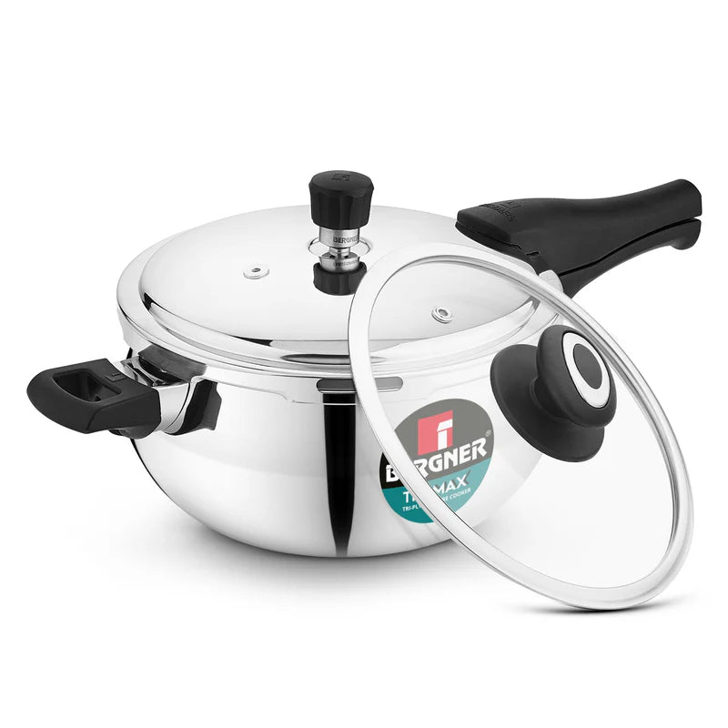 Bergner Tri-Maxx ORB Tri Ply Statinless Steel Outer Lid Pressure Cooker