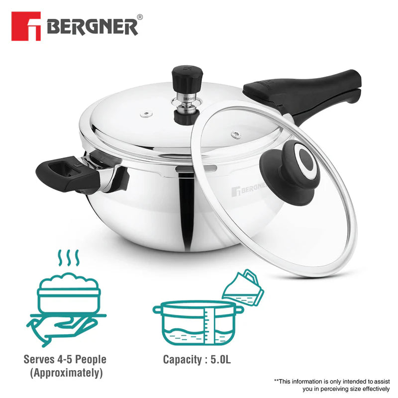 Bergner Tri-Maxx ORB Tri Ply Statinless Steel Outer Lid Pressure Cooker