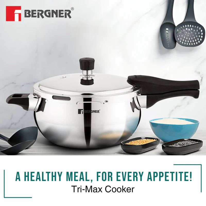 Bergner Tri-Maxx ORB Tri Ply Statinless Steel Outer Lid Pressure Cooker