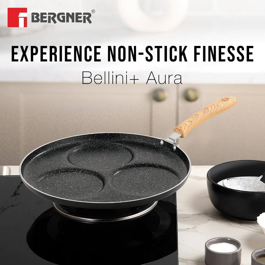 Bergner Bellini Plus Aura 5-Layer Non-Stick 3 PIT Uttapam Tawa