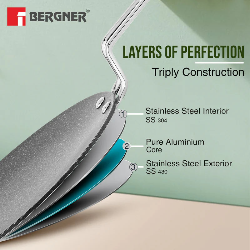 Bergner Argent Samsara Tri Ply Stainless Steel Roti Tawa