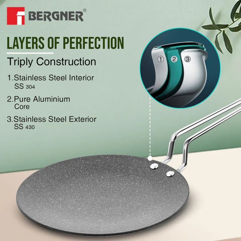 Bergner Argent Samsara Tri Ply Stainless Steel Roti Tawa