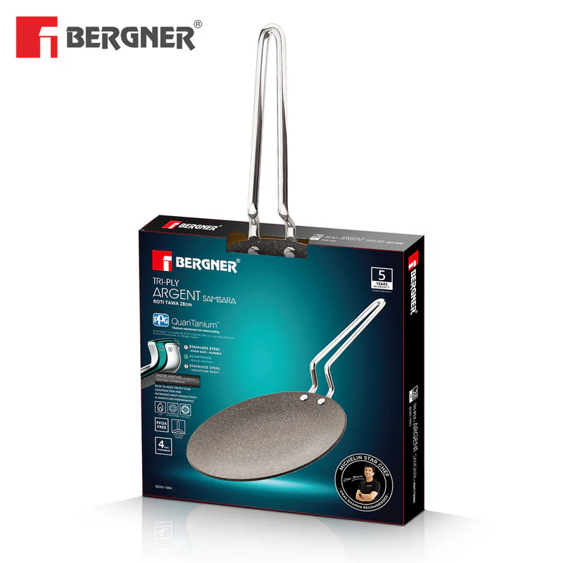 Bergner Argent Samsara Tri Ply Stainless Steel Roti Tawa